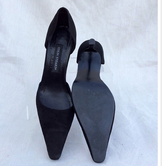 COLIN STUART BLACK SUEDE KITTEN HEELS - Picture 4 of 4